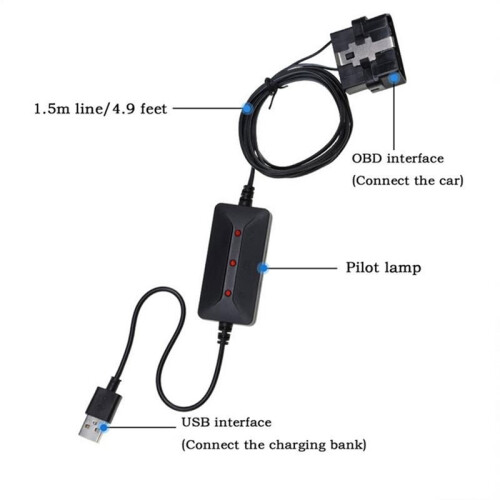 OBD Memory Saver Car Battery Replacement Tool USB Power Bank Adapter Cable Protector for Commuters Roadside Auto 1