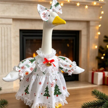 Vestidos de Disfraz de Ganso Navideño para Ganso de Cemento o Plástico de 23" de Altura, Disfraz para Decoración de Jardín, Césped y Patio