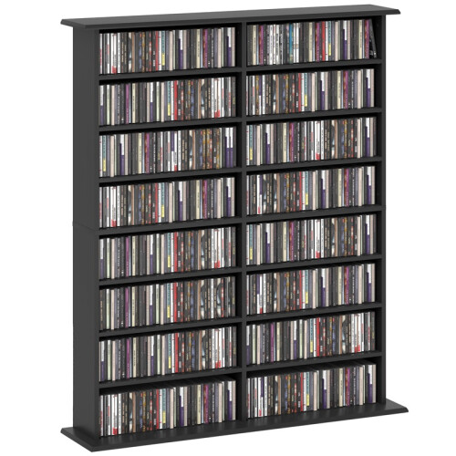 16-Compartment Media Shelf - Black