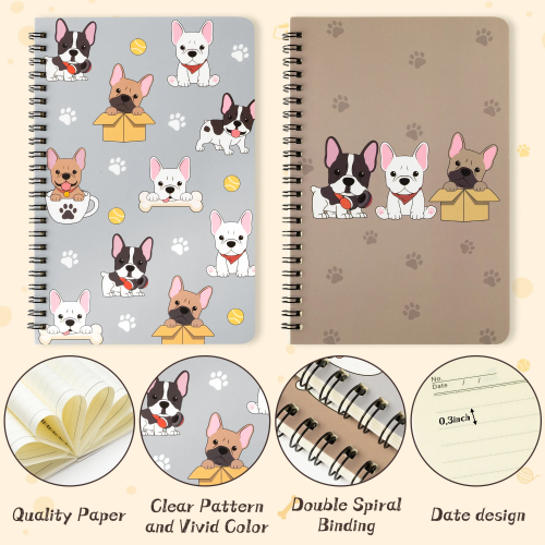 Cute Dog Theme A5 Spiral Notebook Set 2 pcs 1