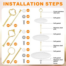 3 Tiered Tray Hardware Kit,Cake Stand Hardware,Stacking Cupcake Stand Fittings,Fruit Cake Plate Handle Fitting Rod