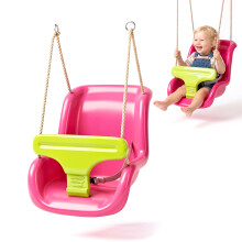 The Magic Toy Shop Pink Swing Seat with Adjustable Rope and Harness for Toddlers Kids Babies Play