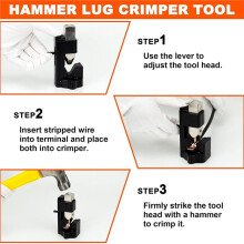Hammer Style Cable Crimping Tool Kit, Heavy‑Duty Wire Terminal Crimper with Copper Lugs & Heat Shrink Tubes