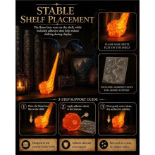 Dragon Bookshelf Nook Light,3D Printed Fire-Breathing Fantasy Shelf Decor Flying Dragon Design Halloween Shelf Display B