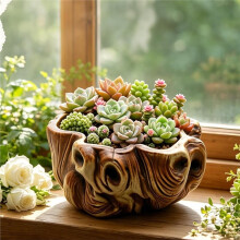 Tree Stump Candle Holder Silicone Molds for Resin Concrete, Vivid Wood Shape Silicone Planter Storage Container Mold