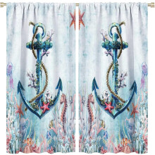 Anchor Curtains Ocean Animal Coral Beach Print 2 Panels