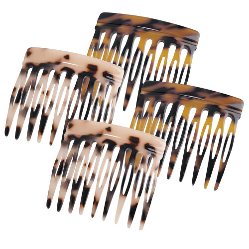 Leopard Print Hair Combs Set for Women 4 Pcs