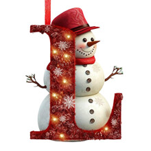 Snowman A-Z Christmas Tree Ornaments Red 26-Piece