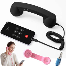 Retro Phone Handset for iPhone and Android 3.5mm Black