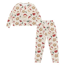 Women's Christmas Pajama Set Santa Print Crewneck Sleepwear