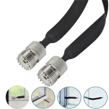 4 Pack 40cm RF Coaxial Cable Window/Door Pass Through Flat Cable, SO239 UHF Female to UHF Female,50 Ohm