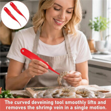2pcs Shrimp Deveiner and Peeler Set, Long-Lasting Plastic Material, Ergonomic Handle, Quick Peeling Red