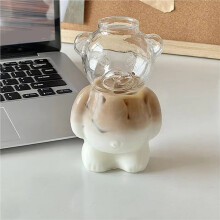 4x 320ML Cartoon Bear Shaped Coffee Mug Cute Bear Mug Glass Cup with Straw Transparent Innovative Milk Coffee Water Cups