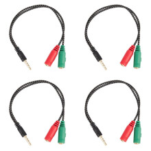 4 Pz Cavo Adattatore 2 In 1 Splitter 4 Poli 3.5mm Audio Auricolare Cuffia A 2 Femmina Jack Cuffie Mic Audio Cavo 3 Poli per Pc