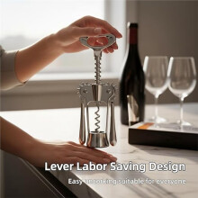 Zinc Alloy Wing Corkscrew Set, Multifunctional Wine Opener with Pourer & Stopper, Labor-Saving Lever Tool