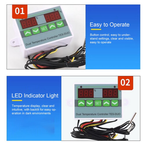 Digital Thermostat Dual Temperature Controller 0.1C 2