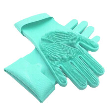 10PCS Washing Cleaning Gloves Convex Point Silicone Multi Purpose Gloves for Pet Cleaning Kitchen Washing Tools Green