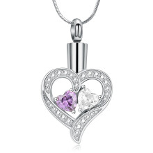 Heart-Shaped Birthstone Cremation Urn Necklace