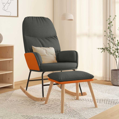 VidaXL vidaXL Schaukelsessel mit Hocker Dunkelgrau Stoff