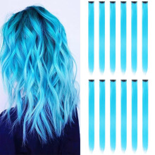 Colored Clip-In Hair Extensions Straight Synthetic 12 pcs