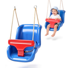 The Magic Toy Shop Blue Swing Seat with Adjustable Rope and Harness for Toddlers Kids Babies Play