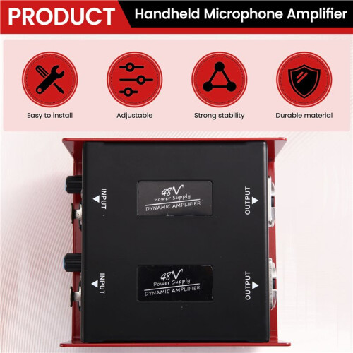 Wired Dynamic Handheld Microphone 48V Amplifier Portable Personal Headphone Monitoring Amplifier Volume Control 1