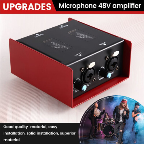 Wired Dynamic Handheld Microphone 48V Amplifier Portable Personal Headphone Monitoring Amplifier Volume Control 2