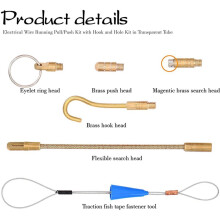 2 Set 30 Feet Fiberglass Fish Tape Cable Rods,Electrical Wire Running Push/Pull Kit with Hook and Hole Kit