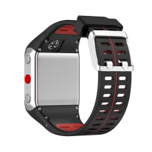 2X Soft Silicone Watch Band Replacement Watch Strap WristBand for Polar V800 Bracelet with Tool Black + Red