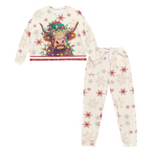 Women's Highland Cow Print Pajama Set L