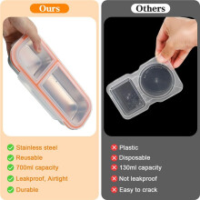 2X Reusable Snack Containers with Lids, Stainless Steel Double/2 Compartment Snack Box Container