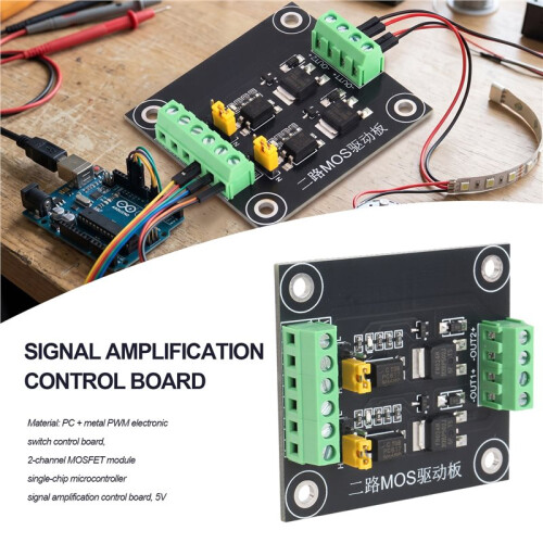 PWM Electronic  Control Board,2-Channel MOSFET Module Single-Chip Microcomputer Signal Amplification Control Board 2