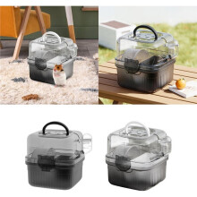 2 Layer Hamster Travel Cage with Handle Breathable ChinchillaCarrier Bag Large Capacity Water Bottle Pet Carrying Box A
