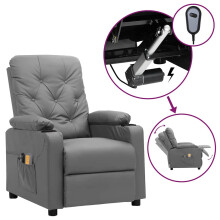 vidaXL Massagesessel Elektrisch Grau Kunstleder