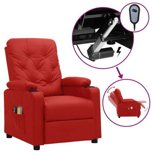VidaXL vidaXL Massagesessel Elektrisch Weinrot Kunstleder