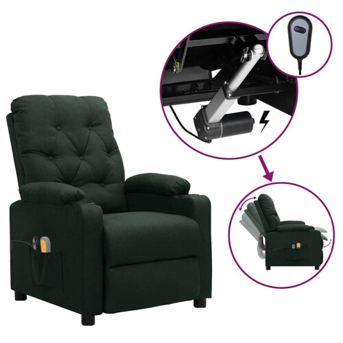 VidaXL vidaXL Elektrischer Massagesessel Dunkelgrün Stoff