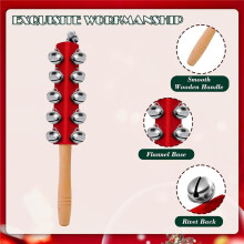 8 Pcs Christmas Bells Wooden Handle Jingle Bells Instrument Musical Hand Bell Musical Percussion Instrument