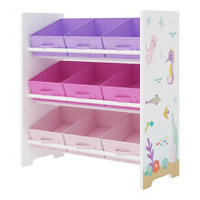 Prateleira de design atemporal para sala, quarto, móvel de armazenamento para crianças com 9 caixas