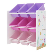 Prateleira de design atemporal para sala, quarto, móvel de armazenamento para crianças com 9 caixas