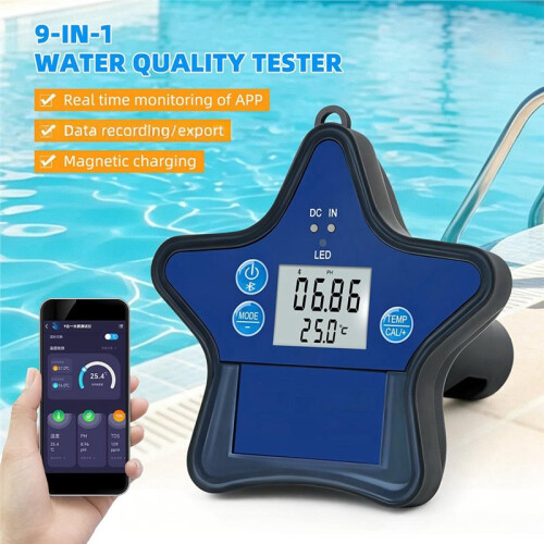 9-in-1 Suspended Water Quality Tester Multi-Parameter Dissolved Oxygen Detector for Aquaculture Fish Pond Pool Analysis