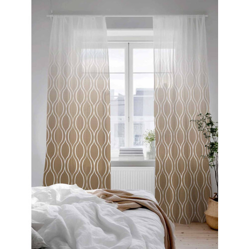 Sheer Curtains Abstract Brown Gradient 52x108 in 2 Panels 2