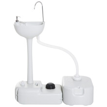 Portable Camping Sink with Running Water and Wastewater Tank, Rolling Wheels, Foot Pump, Soap Dispenser for Outdoor Events, Gatherings, Picnic