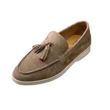 Willtoo Women's Leather Loafers Slip-On Khaki