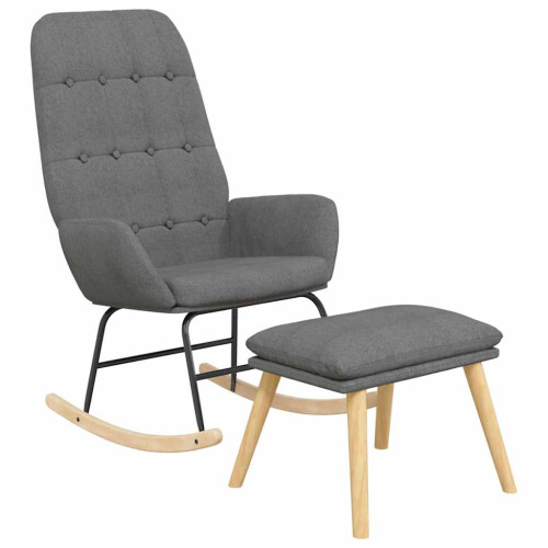 VidaXL vidaXL Schaukelstuhl mit Fußhocker Hellgrau Stoff 2