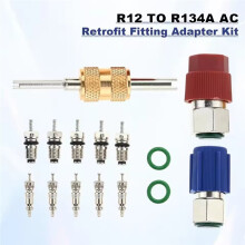 Adaptador de Conversión de Puerto de Ajuste Alto/Bajo R12 A R134A 1/4 SAE A 7/16"-20 UNF con Herramienta de Extracción de Núcleo de Válvula