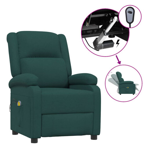 VidaXL vidaXL Elektrischer Massagesessel Dunkelgrün Stoff 1
