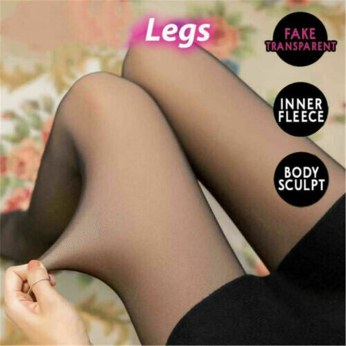 Translucent Warm Fleece Pantyhose Gray Thin 1