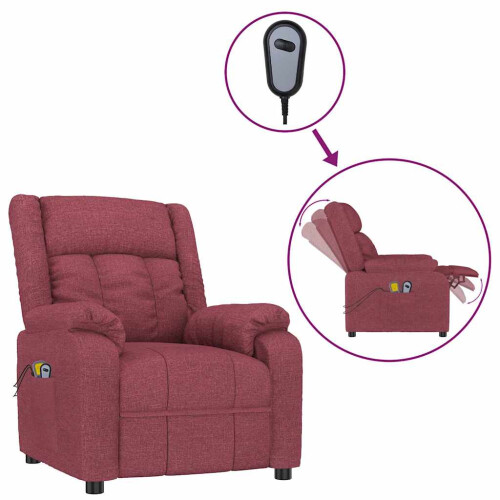 VidaXL vidaXL Massagesessel Elektrisch Weinrot Stoff 1