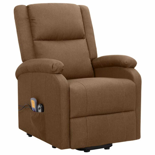 VidaXL vidaXL Massagesessel mit Aufstehhilfe Braun Stoff 1