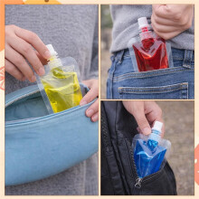 Sacos de Bebida A Granel, Sacos de Bebida Reutilizáveis com Funil, Saco de Suco À Prova de Vazamento para Viagem, Sacos de Bebida para Líquidos